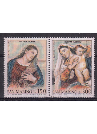 1976 San Marino Natale 2 valori nuovi Sassone 973-4